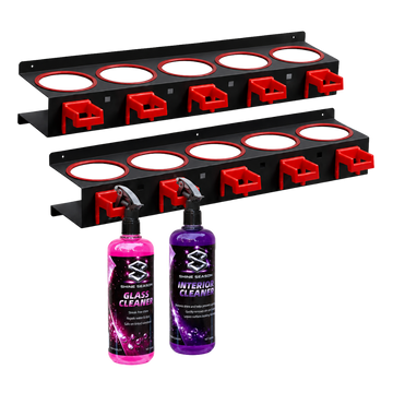 Wall-Mounted Spray Bottle Holder & 5-Hook Organizer
